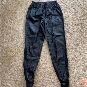 Faux leather joggers